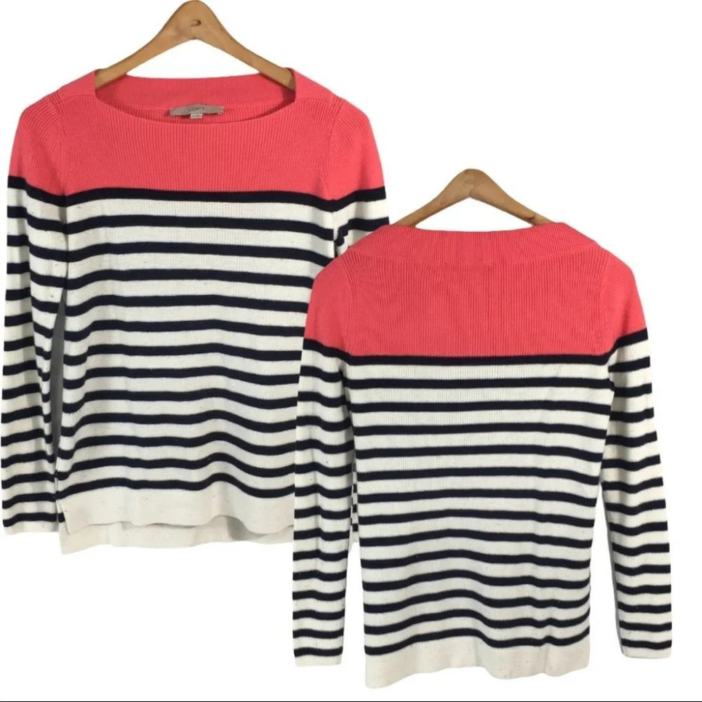 C9 Women’s Ann Taylor LOFT Square Neck Trendy Striped Sweater M